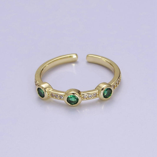 Dainty pink green clear stone ring stackable ring cubic cz: Green