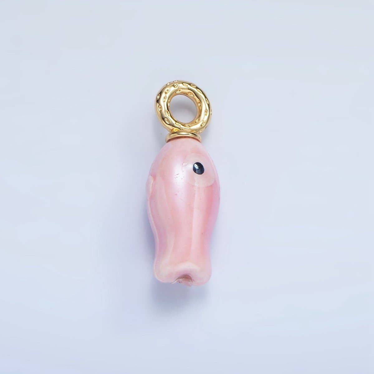 24K Gold Filled 30mm Enamel Fish Sea Animal Ceramic Drop Charm | X794 - X801: Light Green
