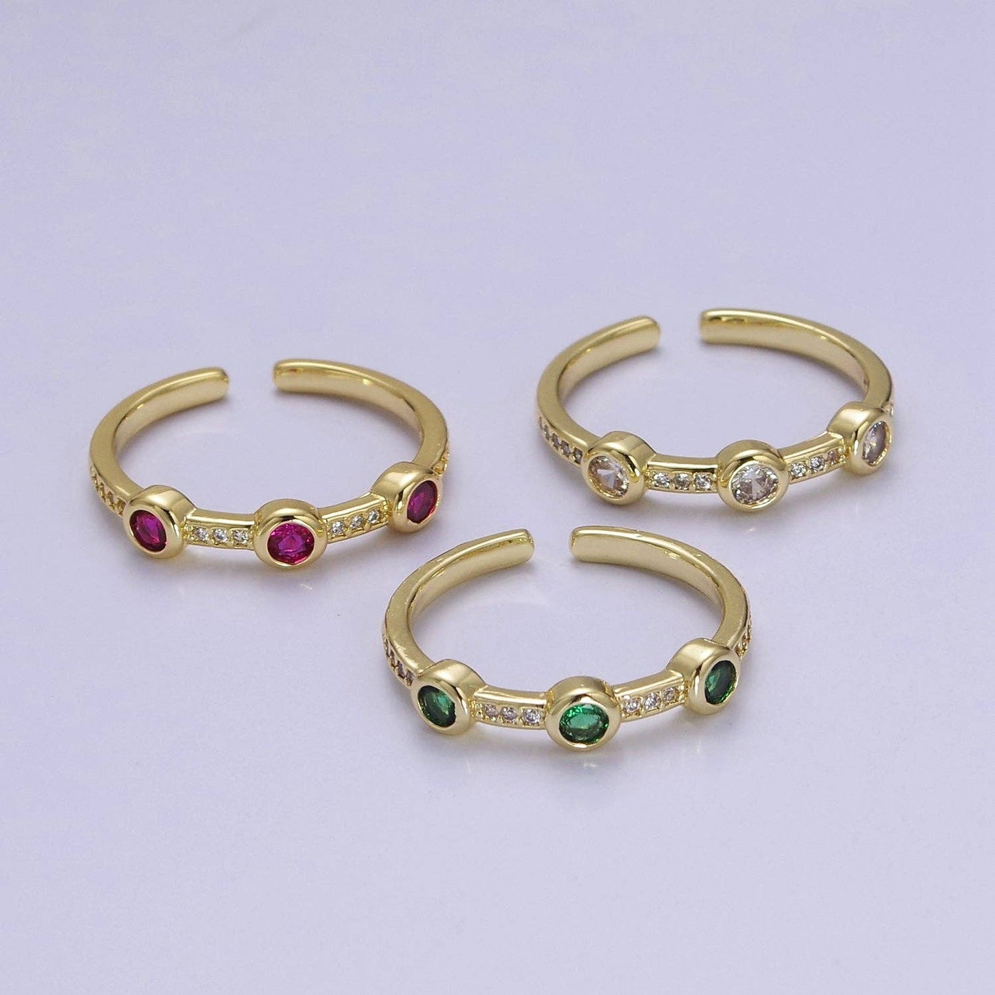 Dainty pink green clear stone ring stackable ring cubic cz: Green