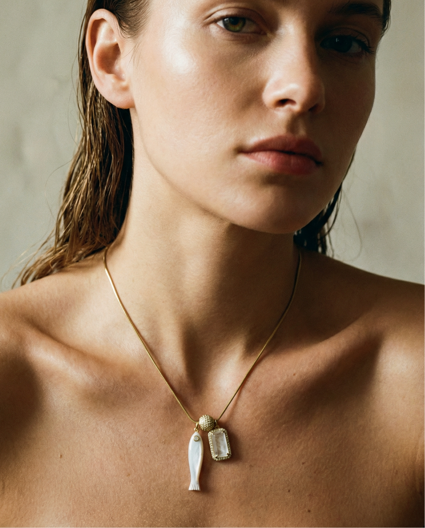 Fish & Gemstone Charm Necklace · Spiritual Talisman: Turquoise