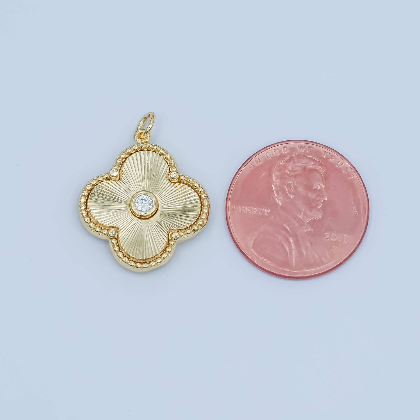 24K Gold Filled 20mm CZ Sunburst Flower Charm | M186