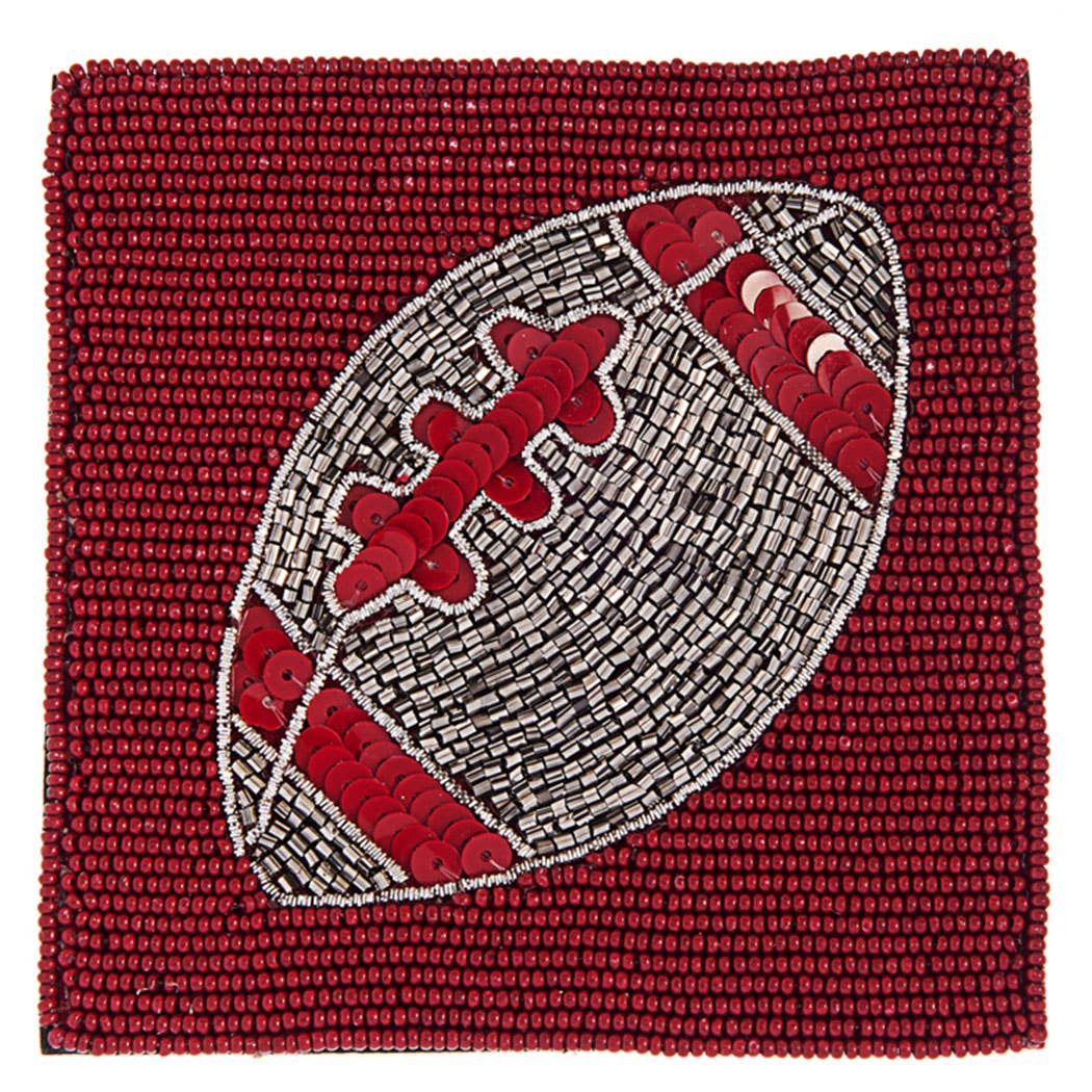 Seed Beaded Square Football Home Coaster: GANGD / ONE SIZE