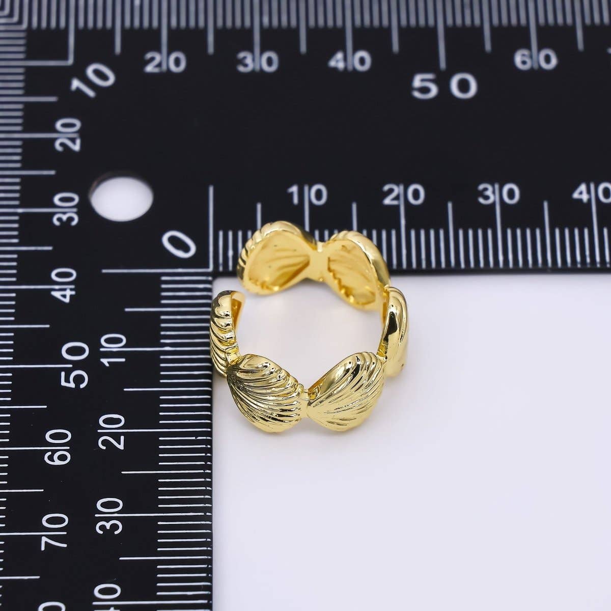 24K Gold Filled Linked Sea Clam Shell Adjustable Open Ring | O1462