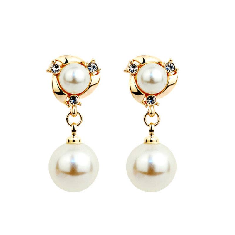 Pearl Alloy Clip On Earrings E8294: Silver