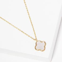 Gold-Dipped Colored Clover Charm Necklace: GWH / ONE SIZE