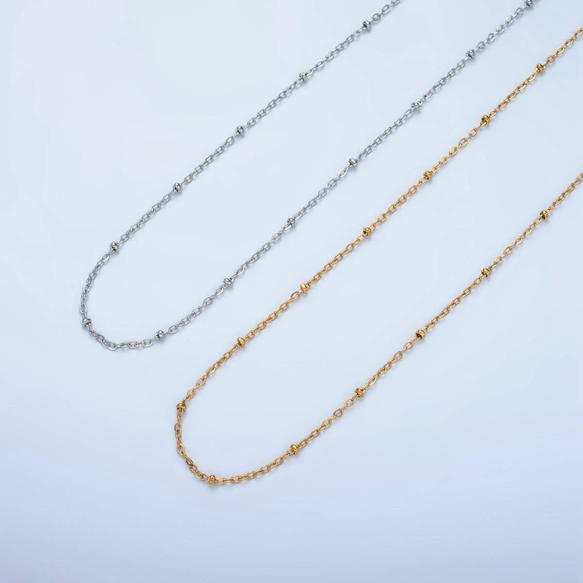 24K Gold Filled 2mm Satellite Cable Chain 20 Inch Necklace in Gold & Silver | WA-2610 WA-2611: Gold