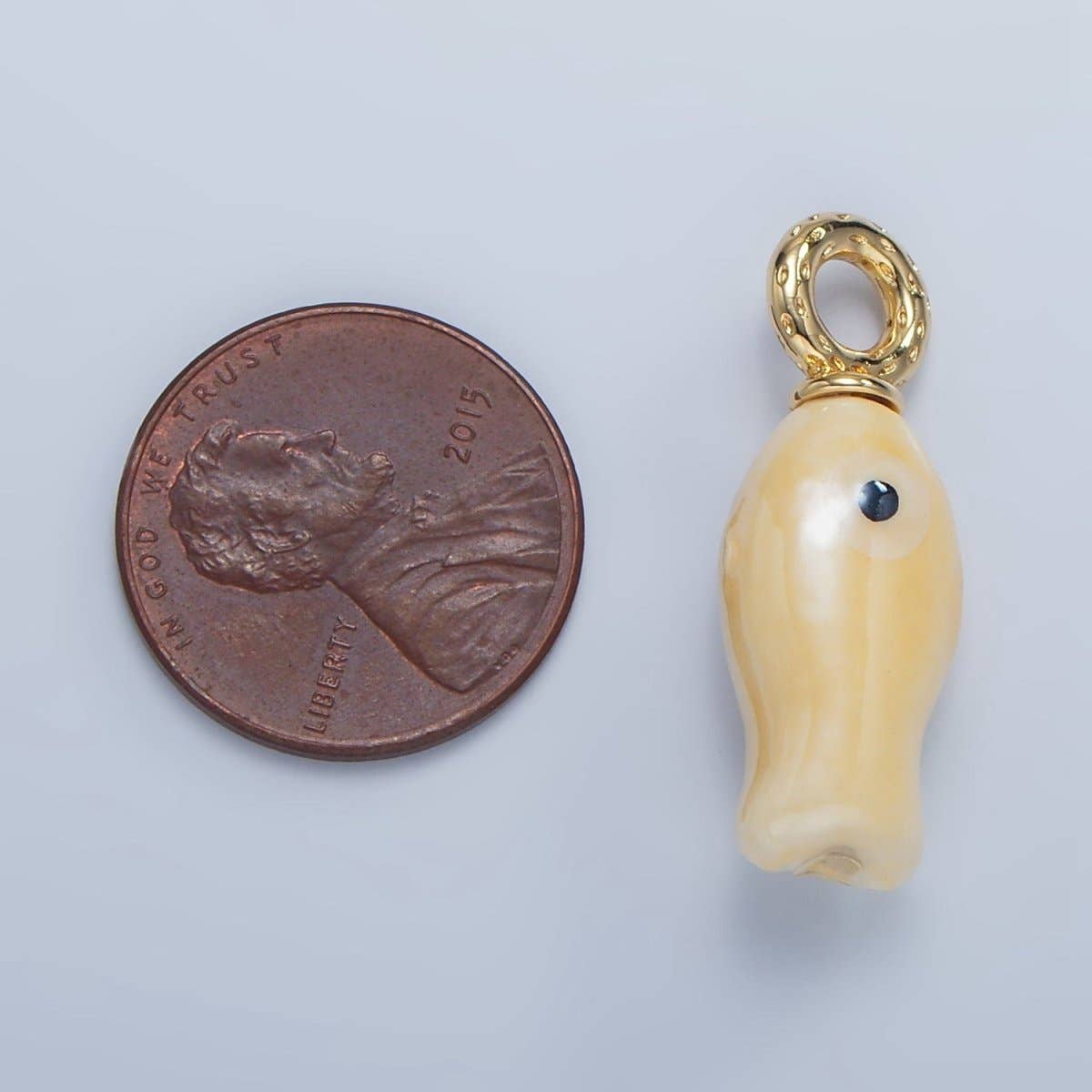 24K Gold Filled 30mm Enamel Fish Sea Animal Ceramic Drop Charm | X794 - X801: Light Green