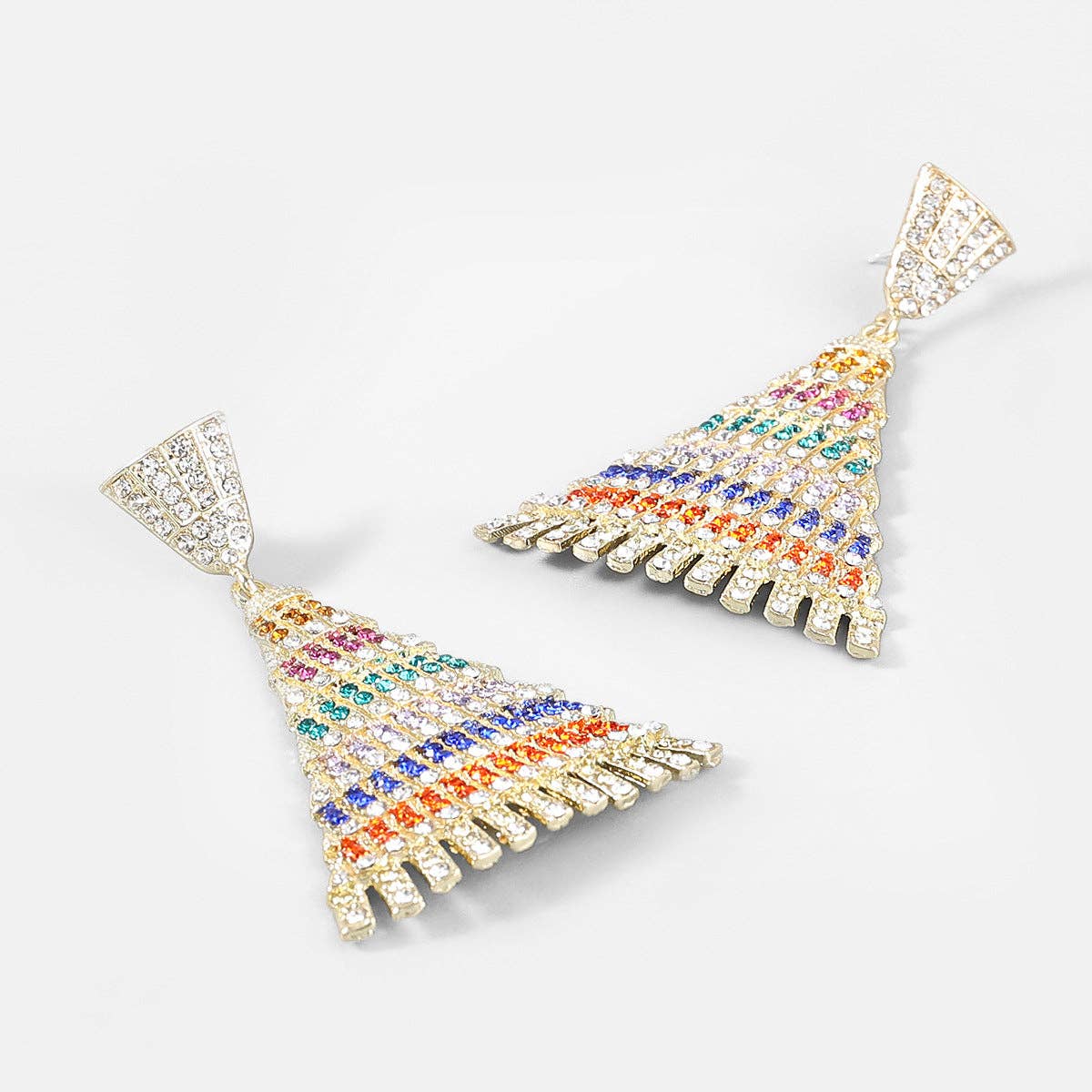 Triangle Rhinestone Earrings E5617: Multi