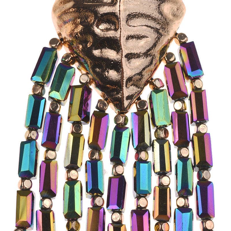 Rhombic Rhinestone Tassel Earrings E8334: Multi