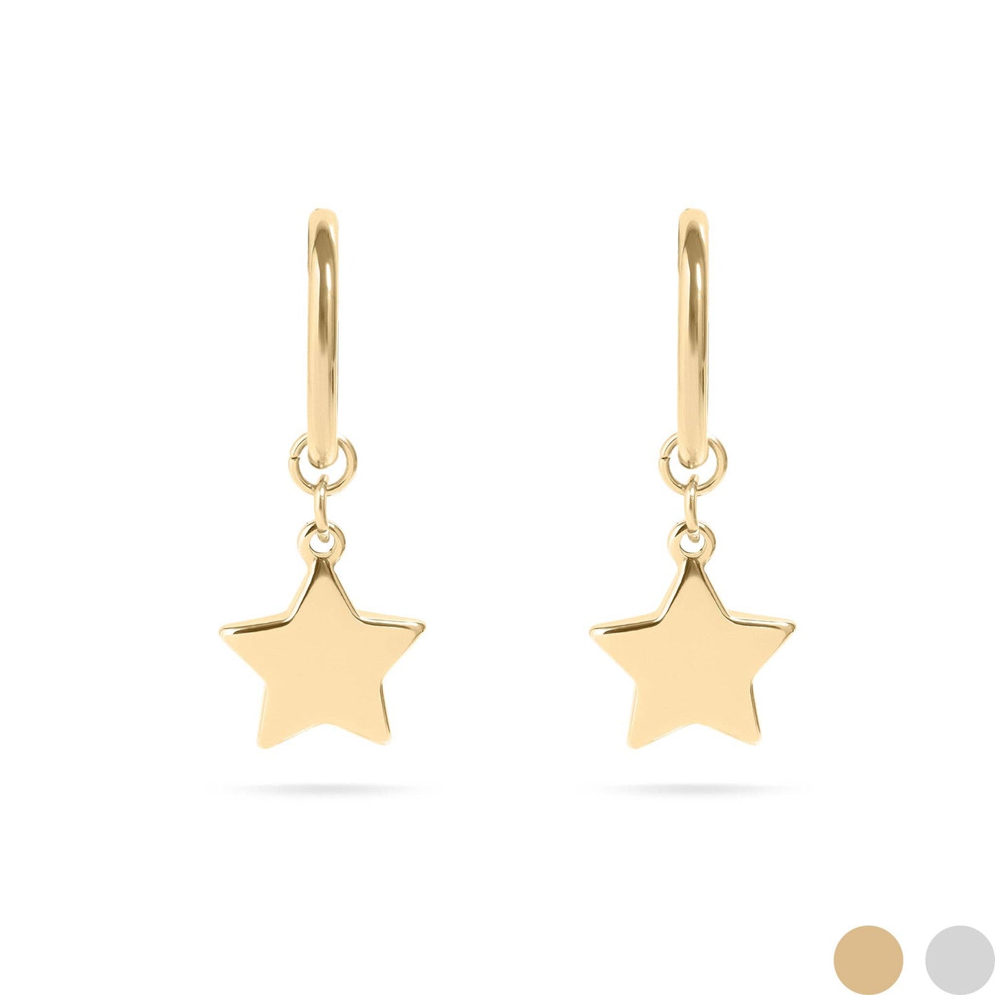 18K Gold PVD Stainless Steel Star Huggie Earrings: Gold