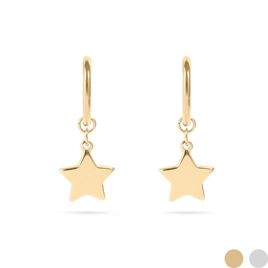 18K Gold PVD Stainless Steel Star Huggie Earrings: Gold