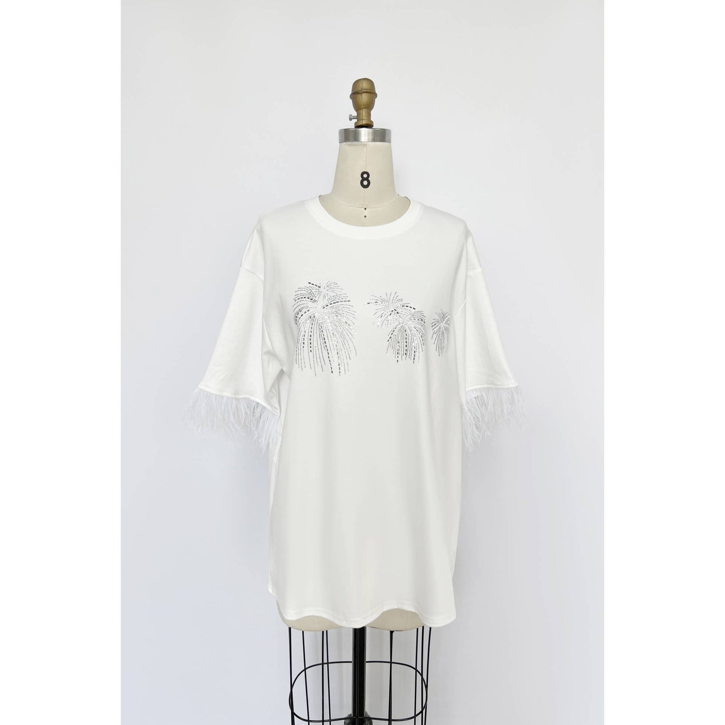 Fireworks Graphic Embellished Tunic Top: BLACK / ONE SIZE