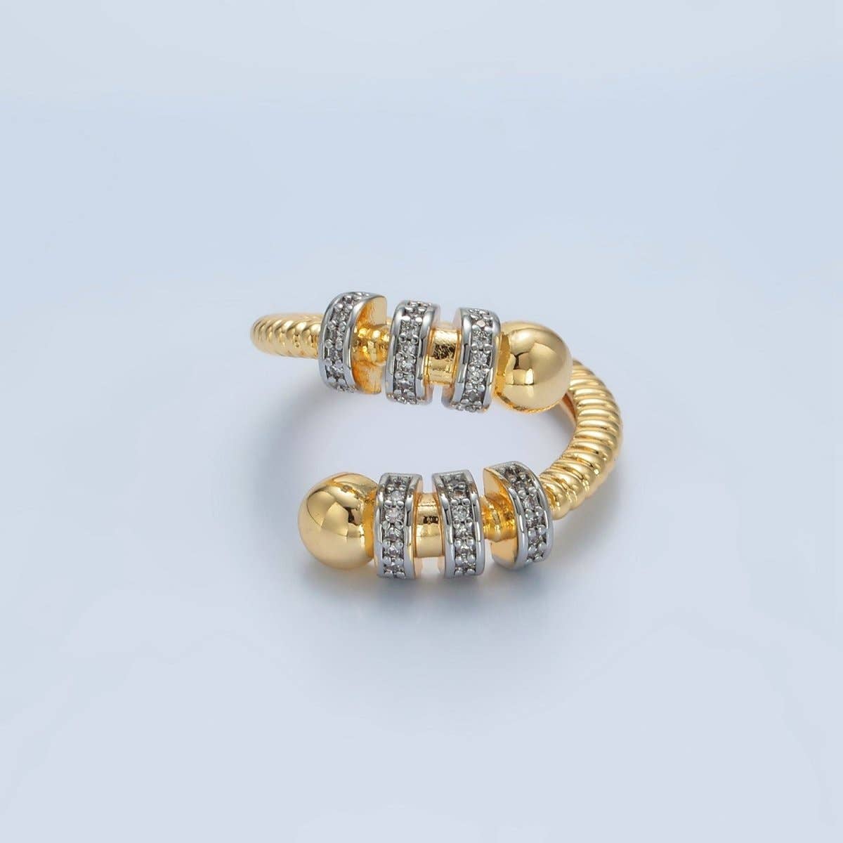 24K Gold Filled Circular Coil Band Mixed Metal Ring | O1407