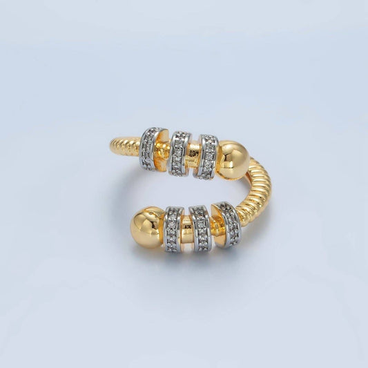 24K Gold Filled Circular Coil Band Mixed Metal Ring | O1407