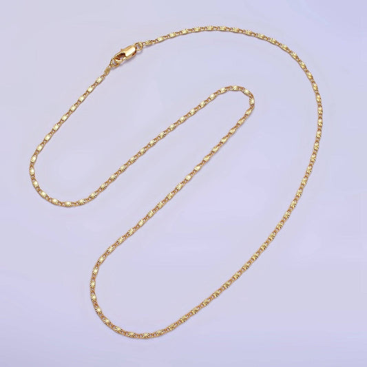 18"/20"Gold Filled 1.5mm Sunburst Unique Link Chain Necklace: 17.75 inch