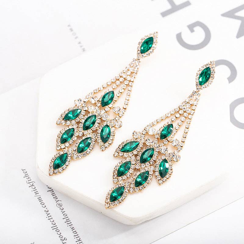 Rhinestone Tassel Earrings E7134: Gold-Multi