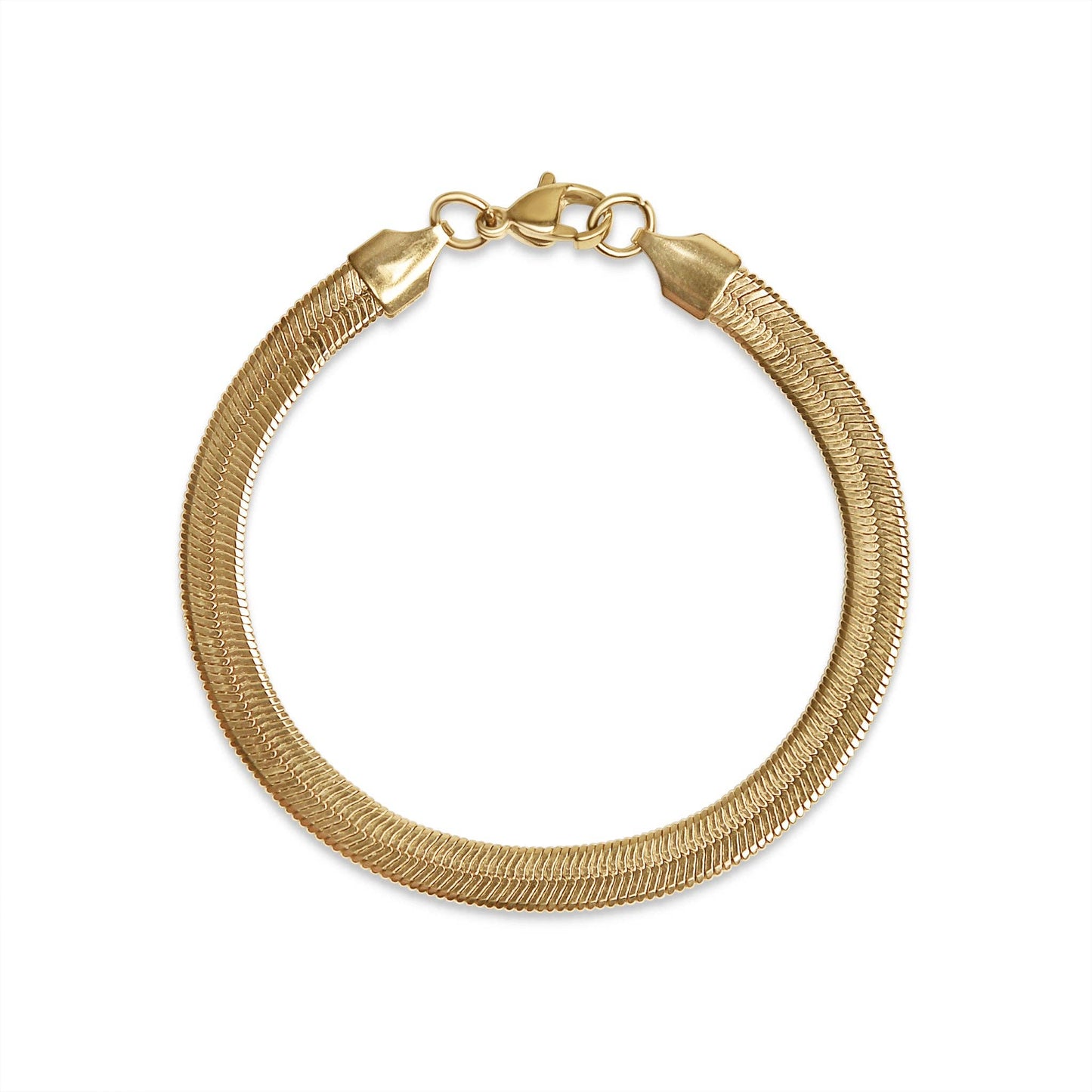 18K Gold Herringbone Chain Bracelet: 7" / 3mm
