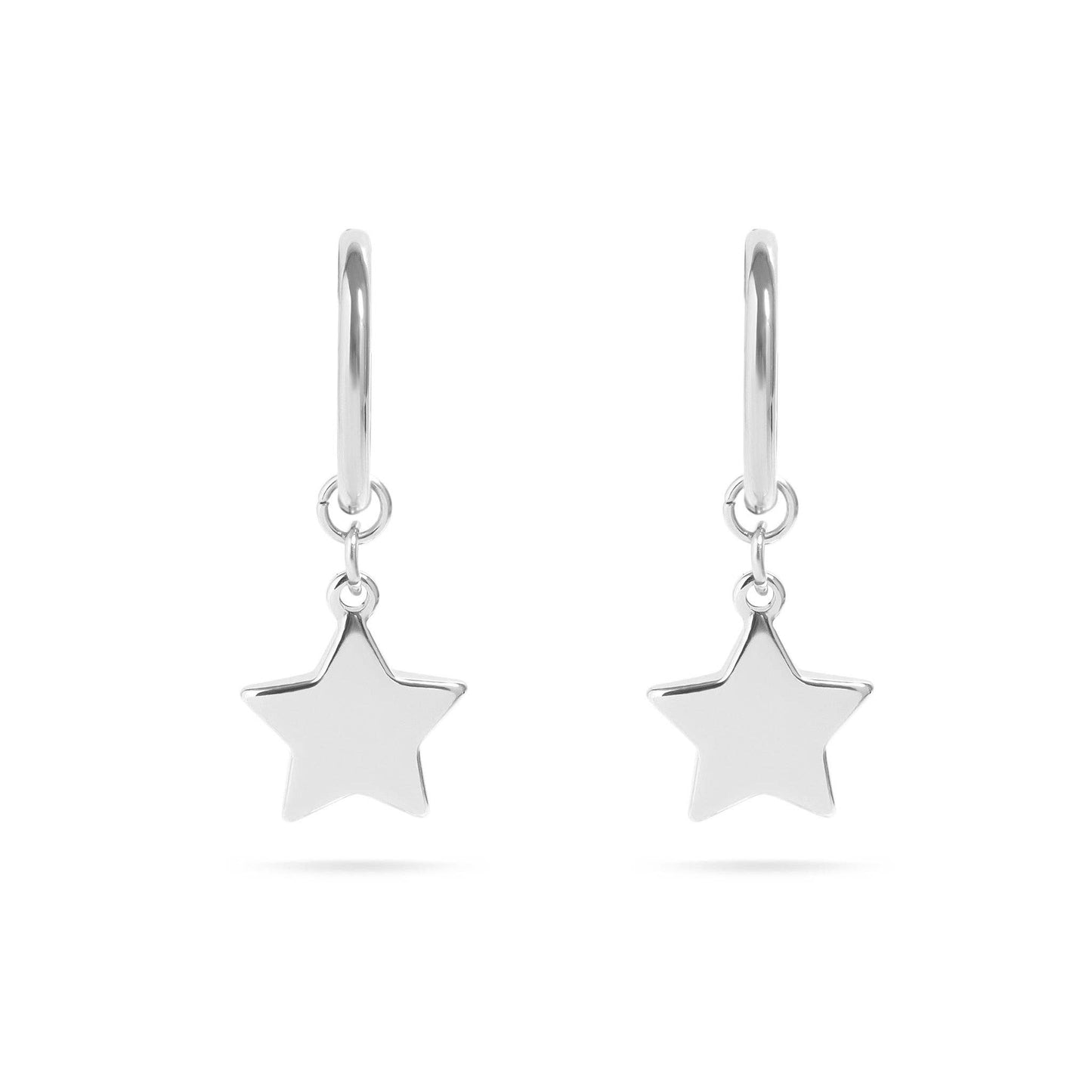 18K Gold PVD Stainless Steel Star Huggie Earrings: Gold