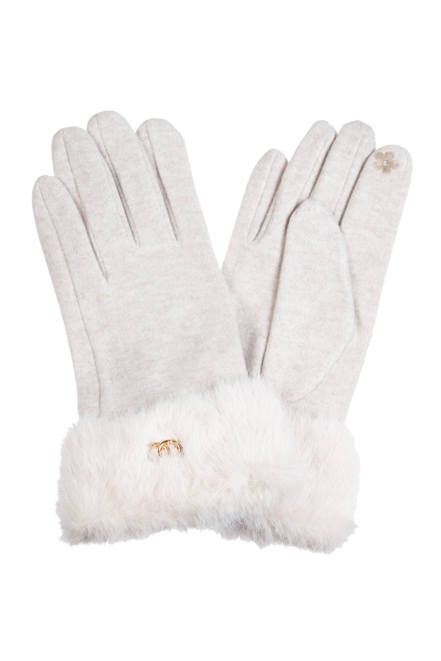 Faux Fur Touch Screen Gloves : Black