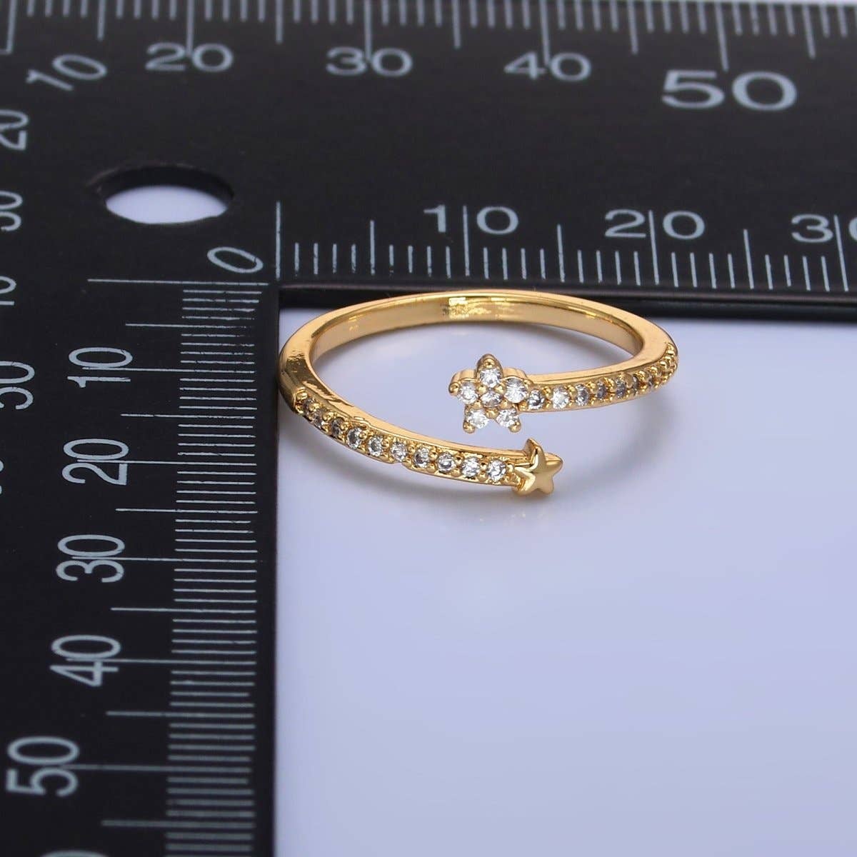 24K Gold Filled Micro Paved CZ Flower Celestial Star Claw Ring | O825