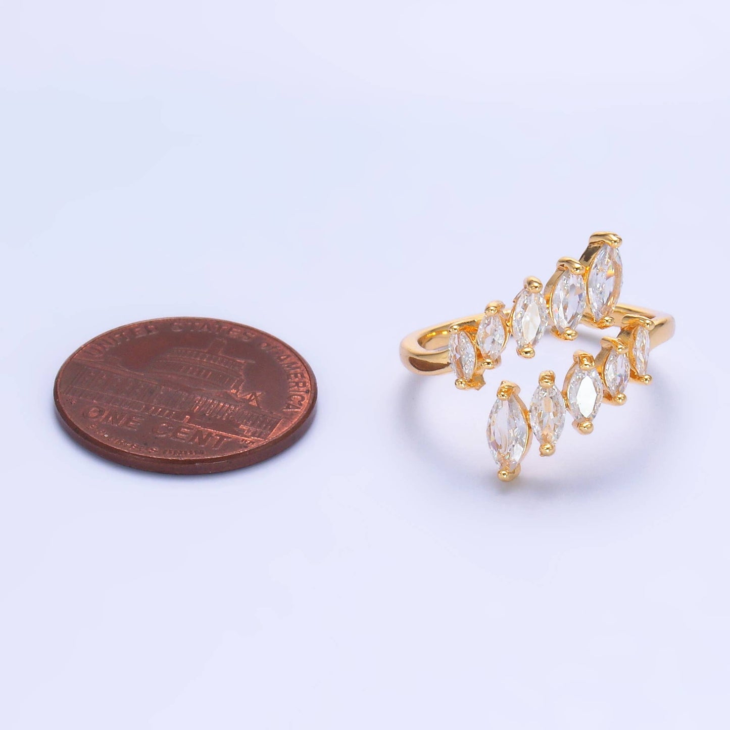 Dainty Clear Marquise CZ Gold Adjustable Ring