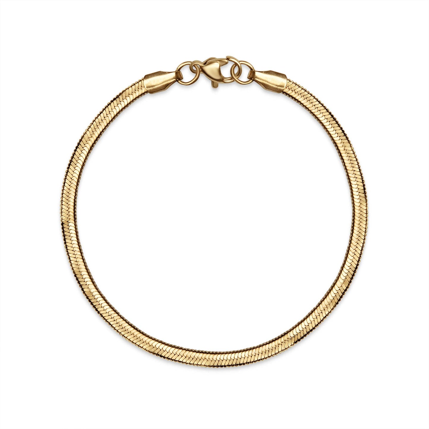 18K Gold Herringbone Chain Bracelet: 7" / 3mm