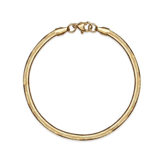18K Gold Herringbone Chain Bracelet: 7" / 3mm