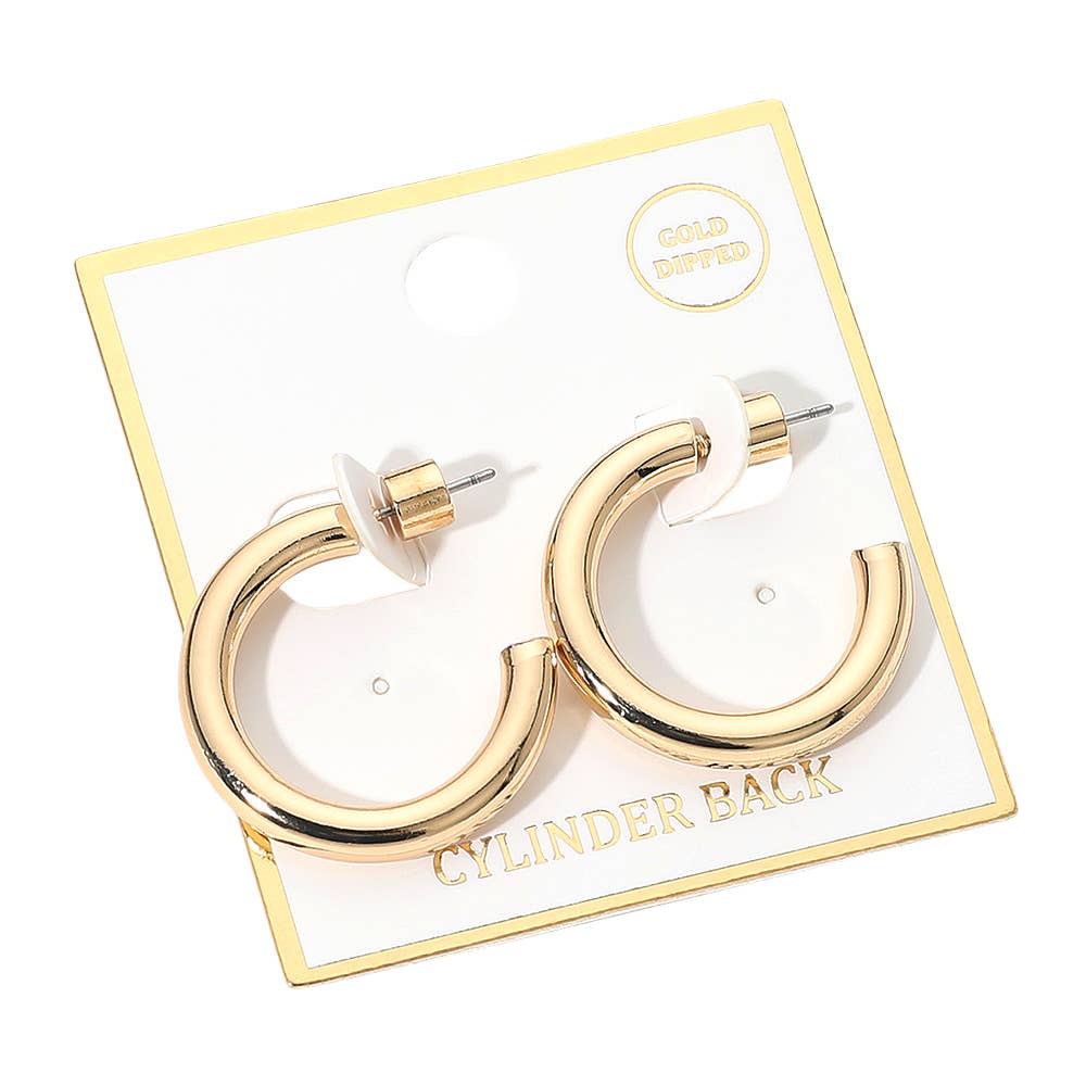 Gold Dipped Open Hoop Earrings: Worn Gold