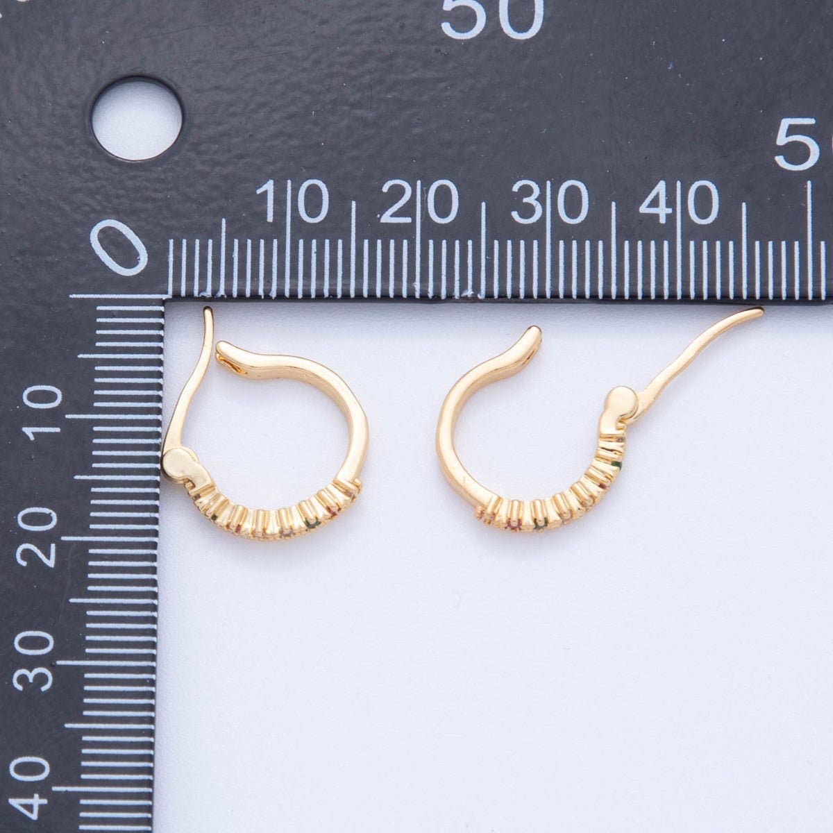 18K Gold Filled Multicolor CZ Micro Paved Latch Hoop Earrings | AI365