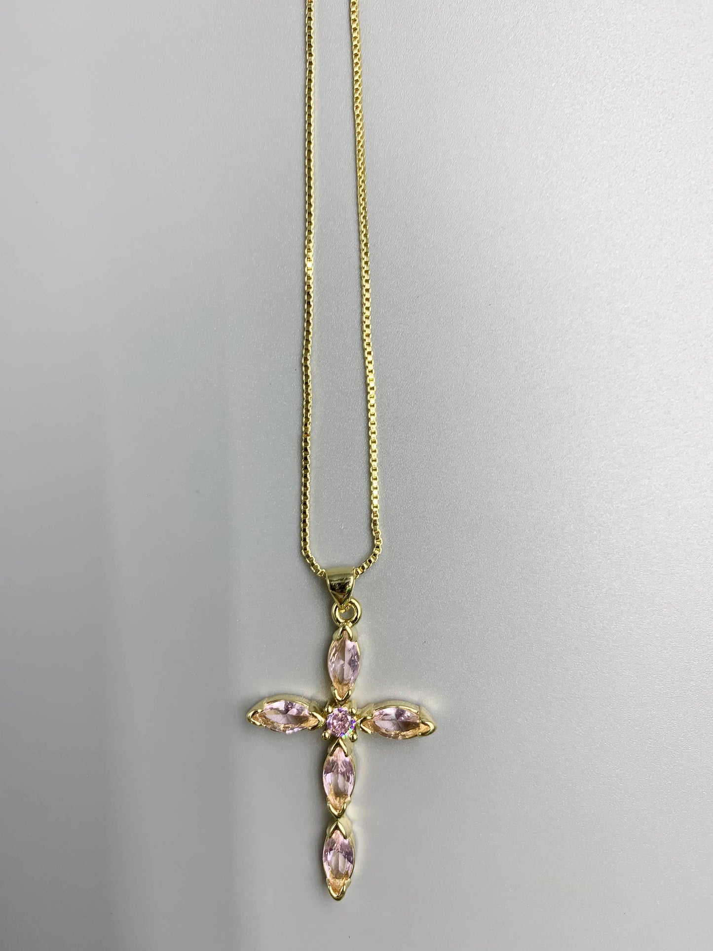 Cross Cubic Zirconia Pendant Necklace  N4764: Red