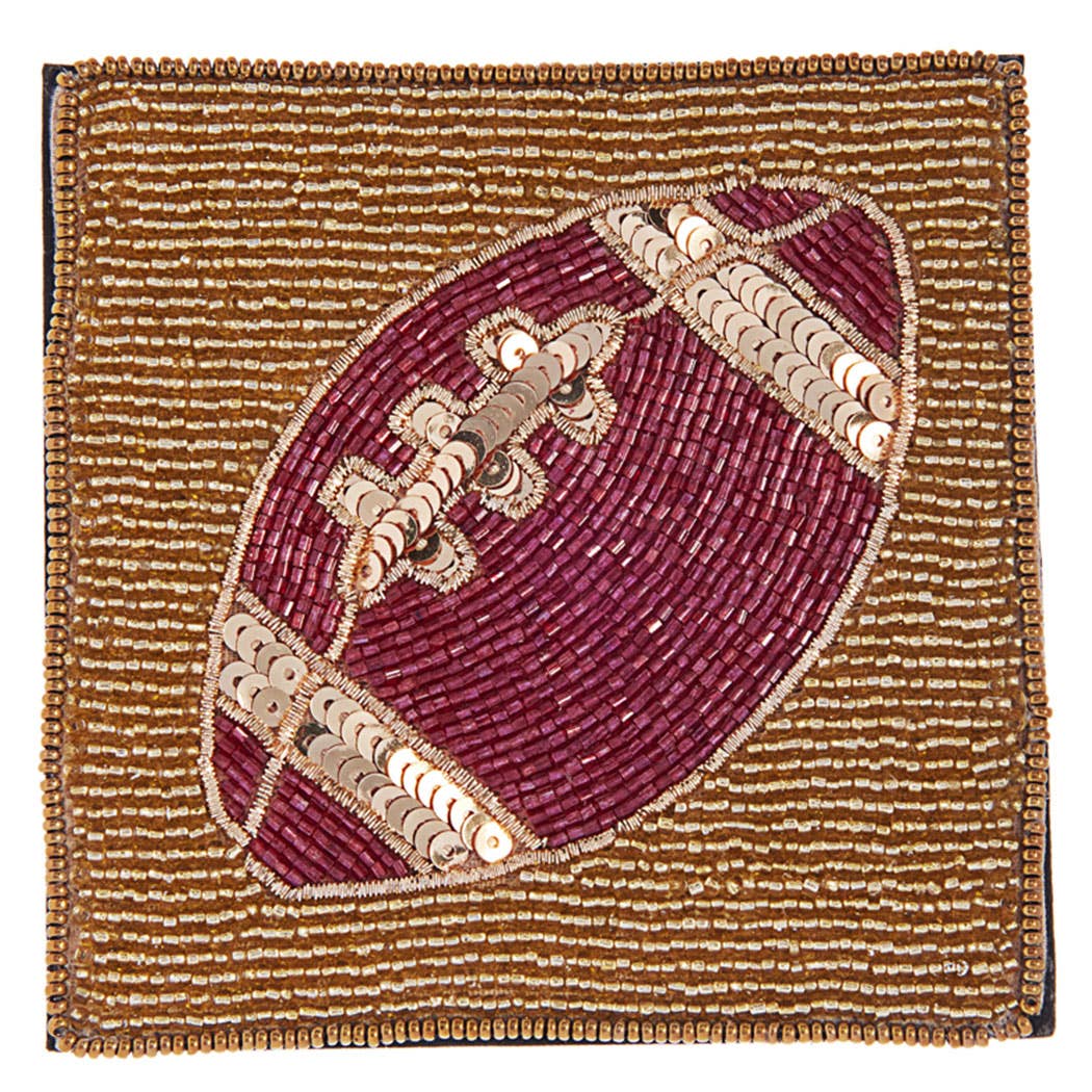 Seed Beaded Square Football Home Coaster: GANGD / ONE SIZE