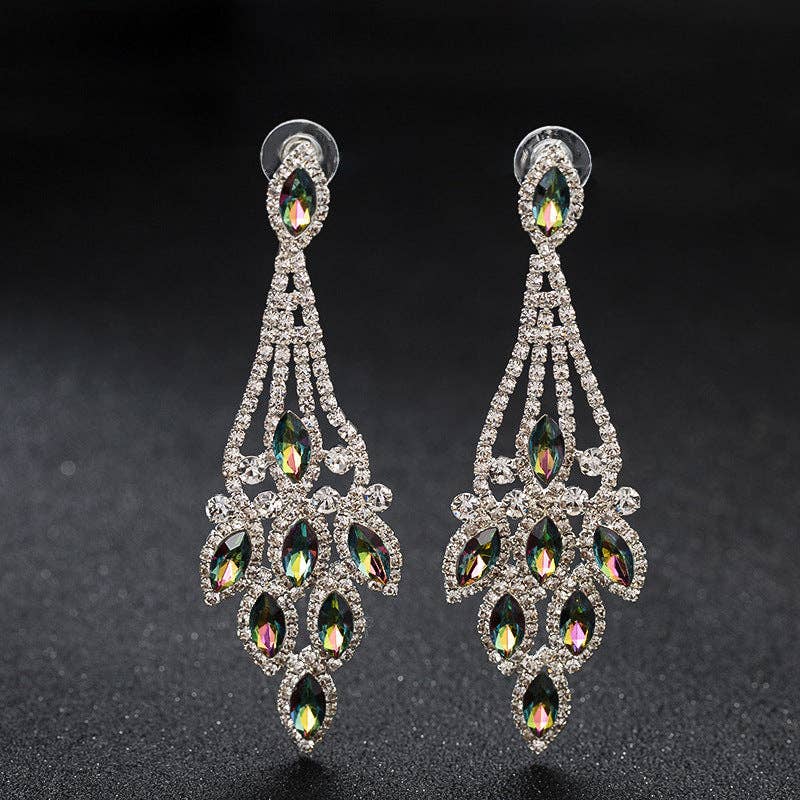 Rhinestone Tassel Earrings E7134: Gold-Multi