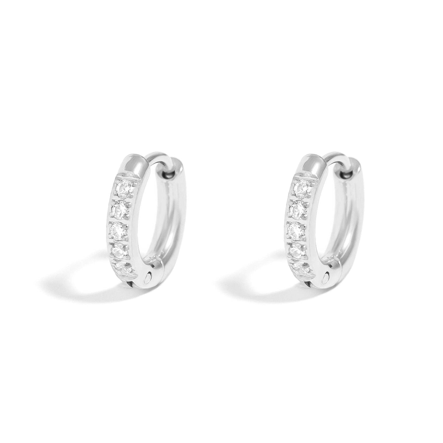 18K Gold PVD Stainless Steel CZ Mini Huggie Earrings: Gold