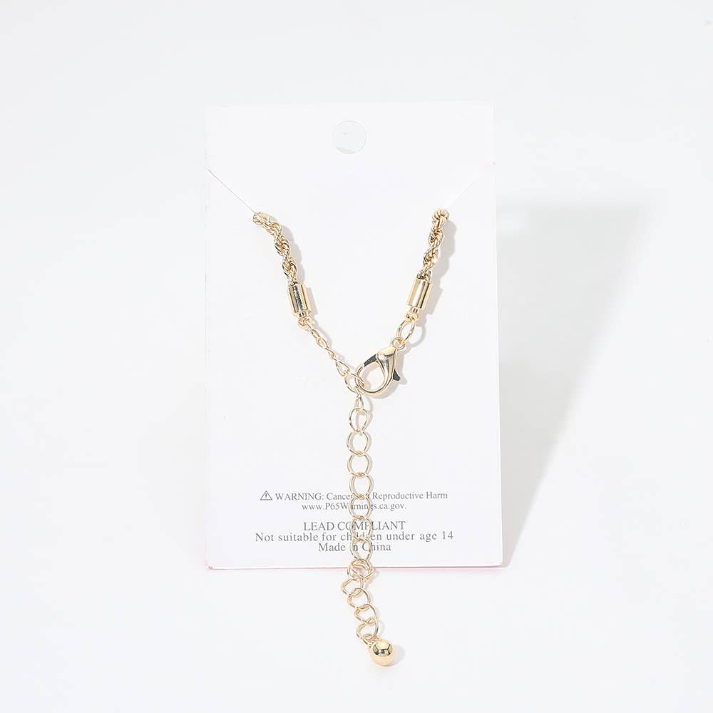 Gold Dipped Quatrefoil Charm Chain Anklet: Gold