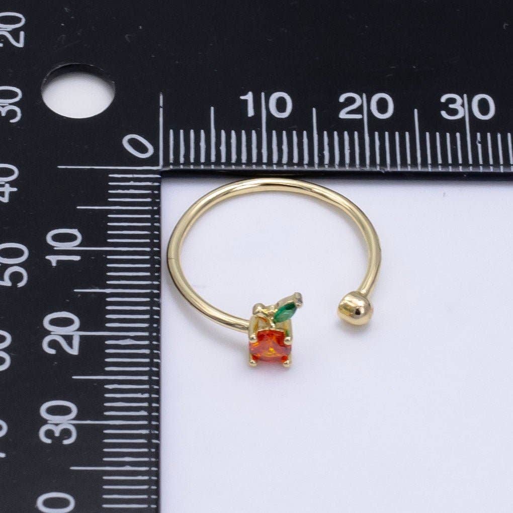 24K Gold Filled Orange Fruit CZ Open Ring | O1416