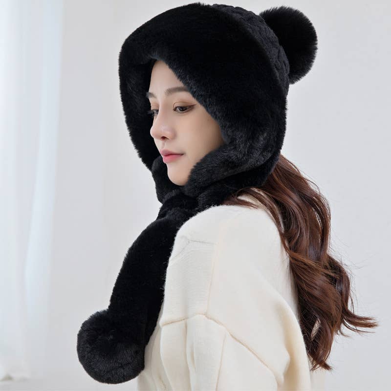 Plush Bib Hat : Grey