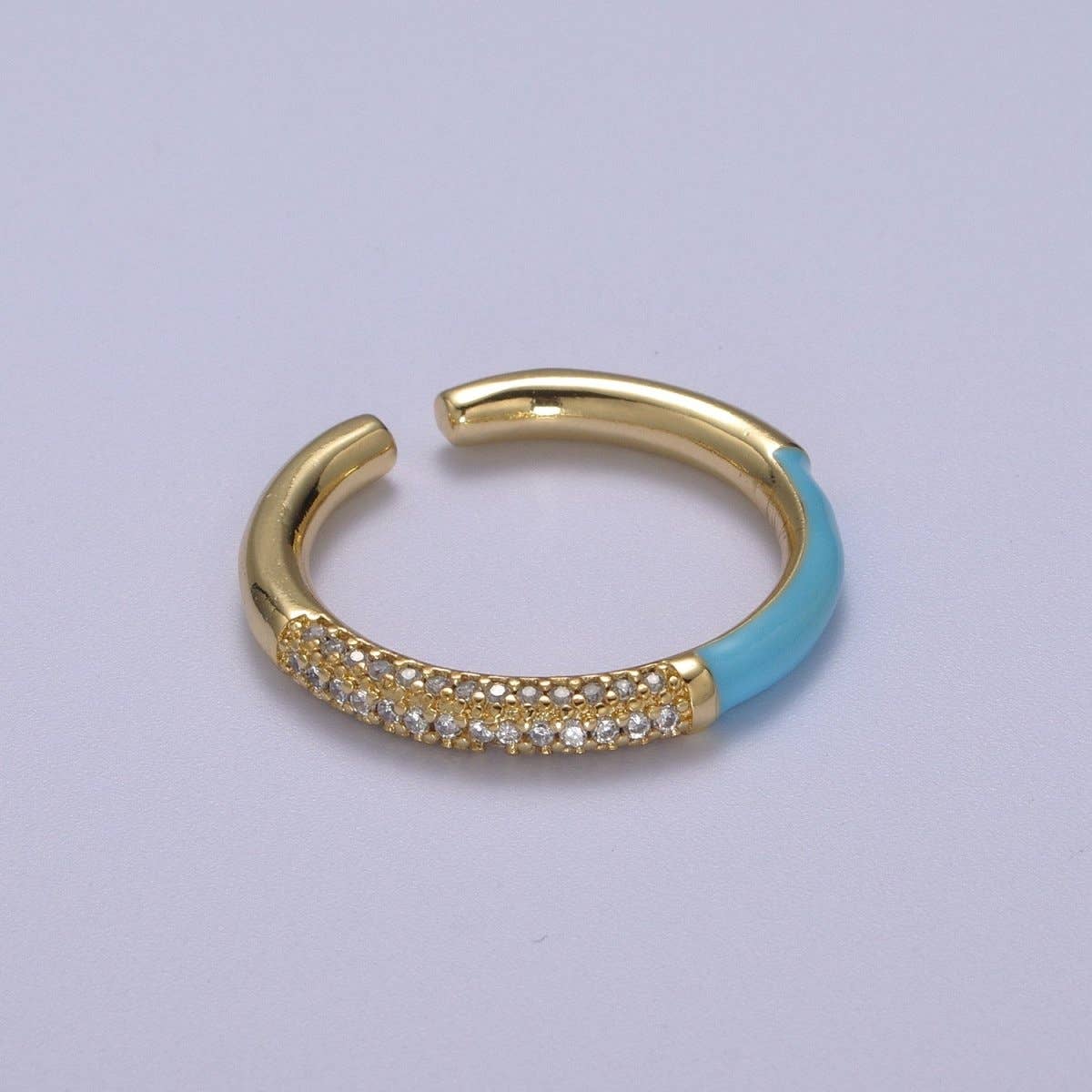 Colorful Enamel Adjustable Ring, 14K Gold Filled CZ Fusion Stacking Ring, Adjustable Ring, Fashion Enamel Jewelry S-170 ~ S-179: Hot Pink