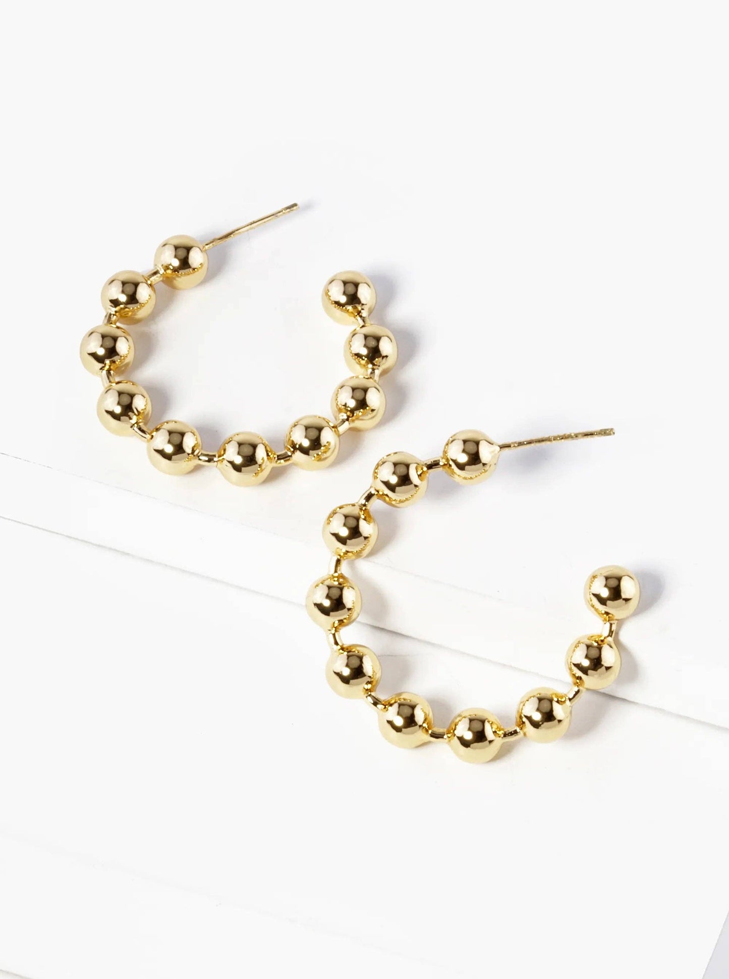 18k Gold Dipped 25mm Ball Hoop Earrings: Rhodium