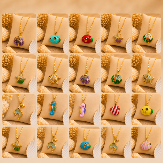 Ocean Treasures Necklace – Gold Plated & Stainless Steel: MIX OF SET 18