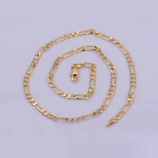 Clearance Pricing BLOWOUT 24K Gold Filled 3.5mm Figaro 18 Inch Layering Chain Necklace | WA-369