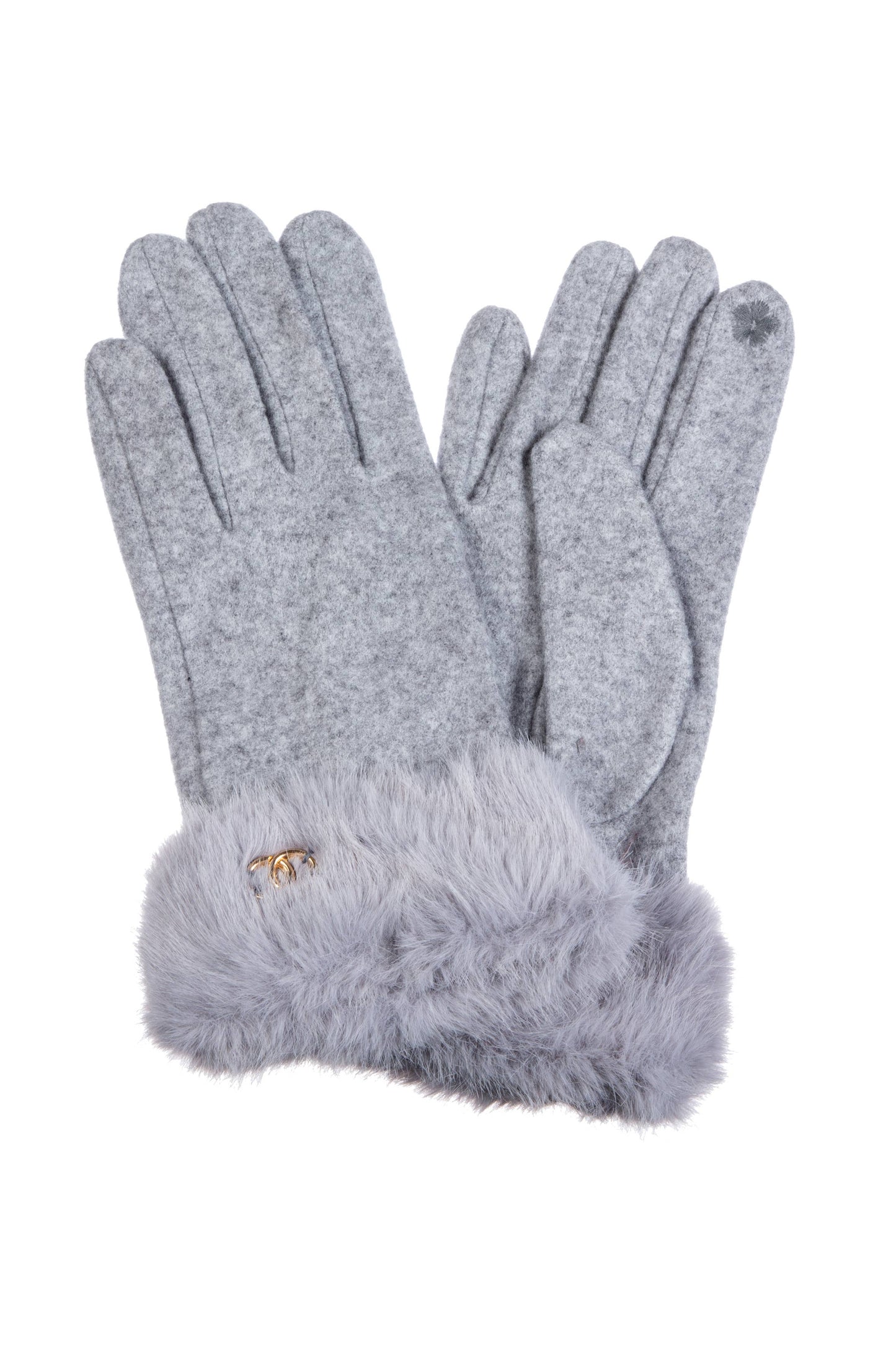 Faux Fur Touch Screen Gloves : Black