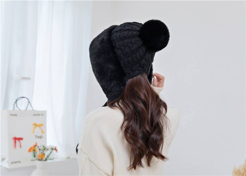 Plush Bib Hat : Grey