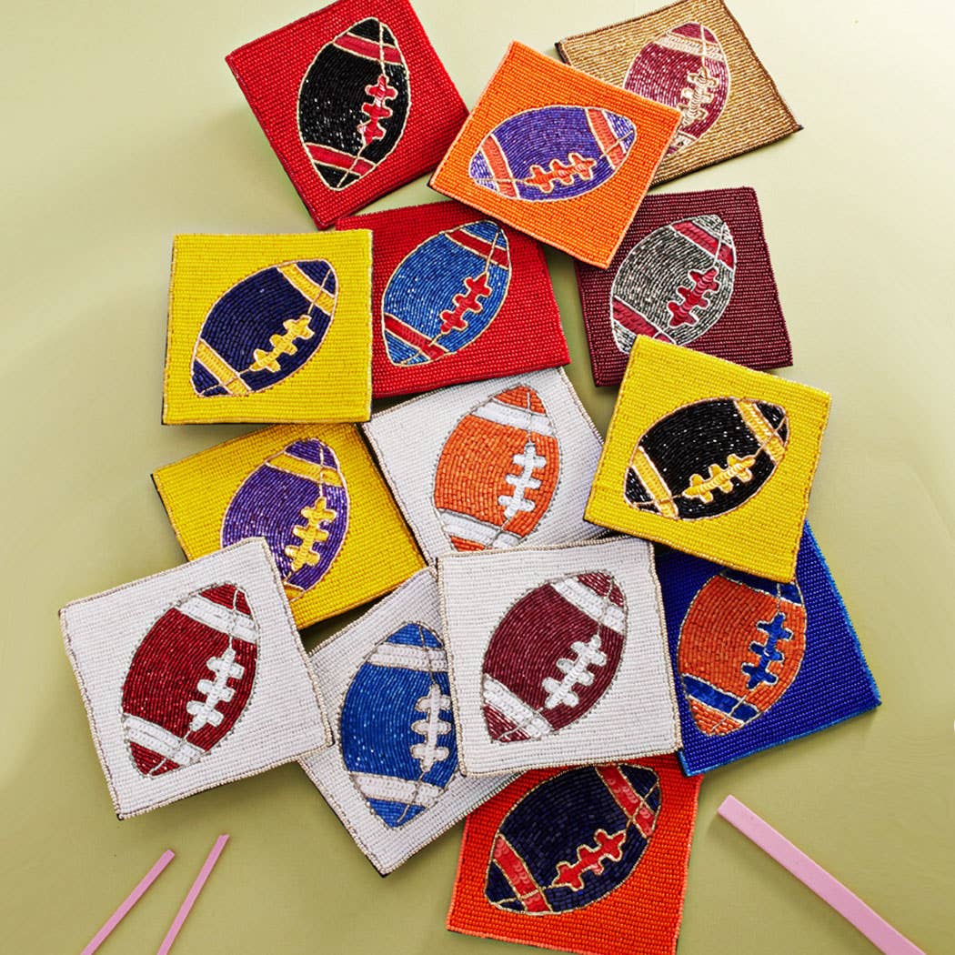 Seed Beaded Square Football Home Coaster: GANGD / ONE SIZE
