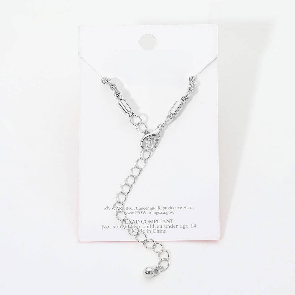 Gold Dipped Rhinestone Pave Quatrefoil Charm Twisted Chain Bracelet: Clear,Gold