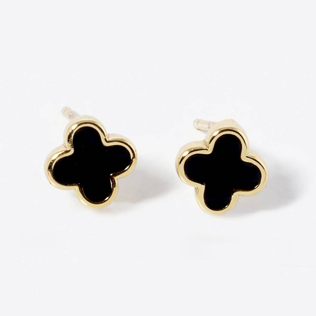 Gold-Dipped Clover Post Earrings: GPK / ONE SIZE