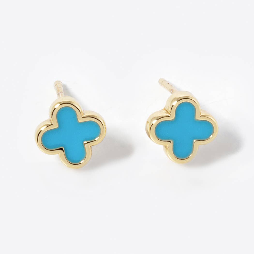 Gold-Dipped Clover Post Earrings: GWH / ONE SIZE