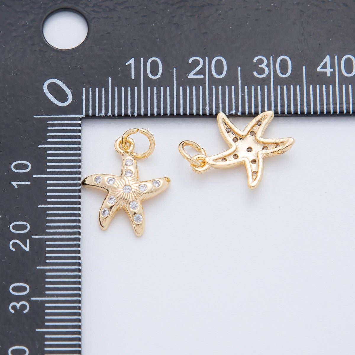 18K Gold Filled 20mm Micro Paved CZ Sea Starfish Charm | AF802