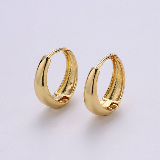 24k Vermeil Gold Earrings, Huggie Earring, Tiny Earrings, Smooth Plated Earrings, Handmade Earring, Everyday Wear Earrings, 20mm Earring K-702 K-704: Gold