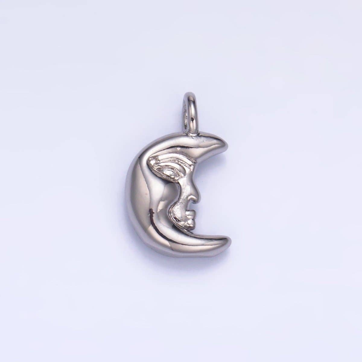 24K Gold Filled 12.5mm Celestial Crescent Moon Face Charm in Gold & Silver | W833: Gold