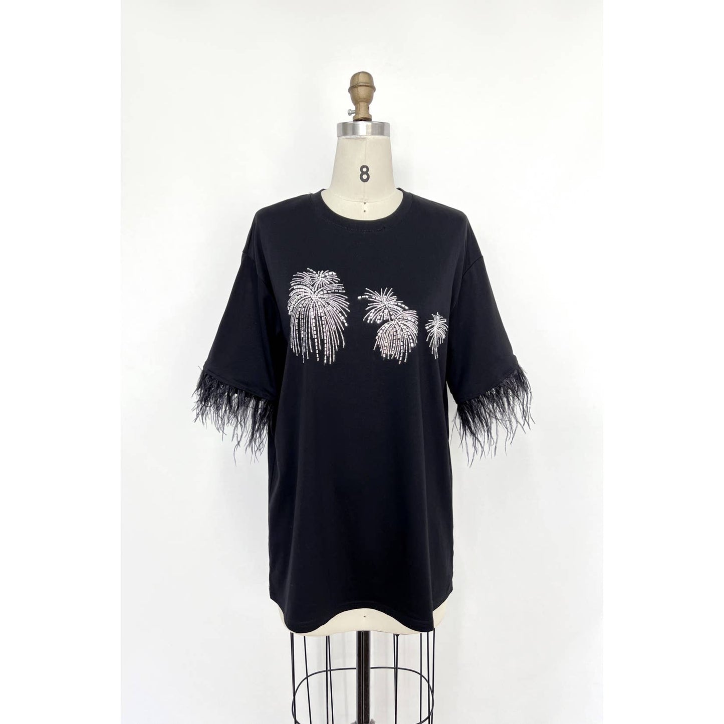 Fireworks Graphic Embellished Tunic Top: BLACK / ONE SIZE